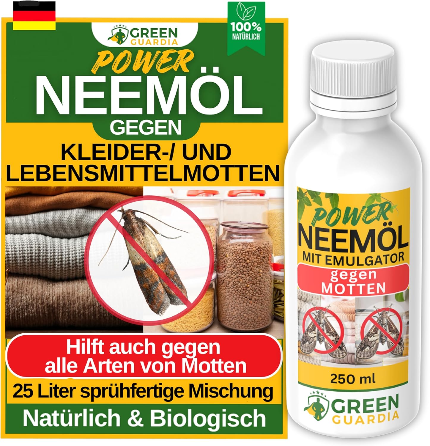 Effektiver Mottenschutz: GREEN GUARDIA Power Neemoel für Vorräte und Textilien